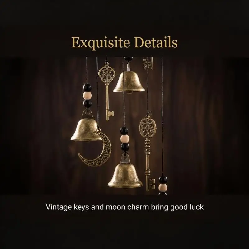 Vintage Witch Bells Wind Chime Moon Star Metal Hanging Ornament Home Wall Decor For Indoor Patio Garden Door Decoration Gift