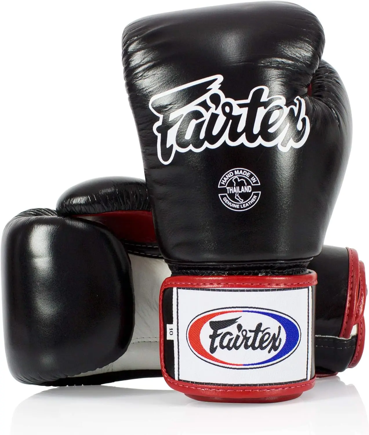 Fairtex Muay Thai Style Training Sparring Gloves, 14 oz, Black/White