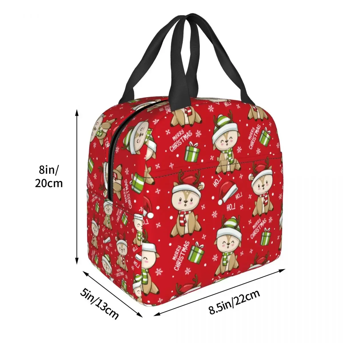 Merry Christmas New Year Insulated Lunch Bag Portable Lunch Container Thermal Bag Tote Lunch Box School Outdoor Men Women