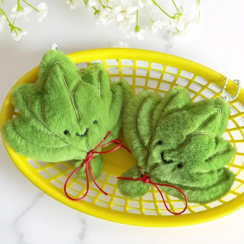 Pendentif en peluche feuille de Pomelo vert de dessin animé, pour dissiper la mauvaise chance, maison, chambre à coucher, voiture, porte-clés, sac à dos, décoration, cadeaux
