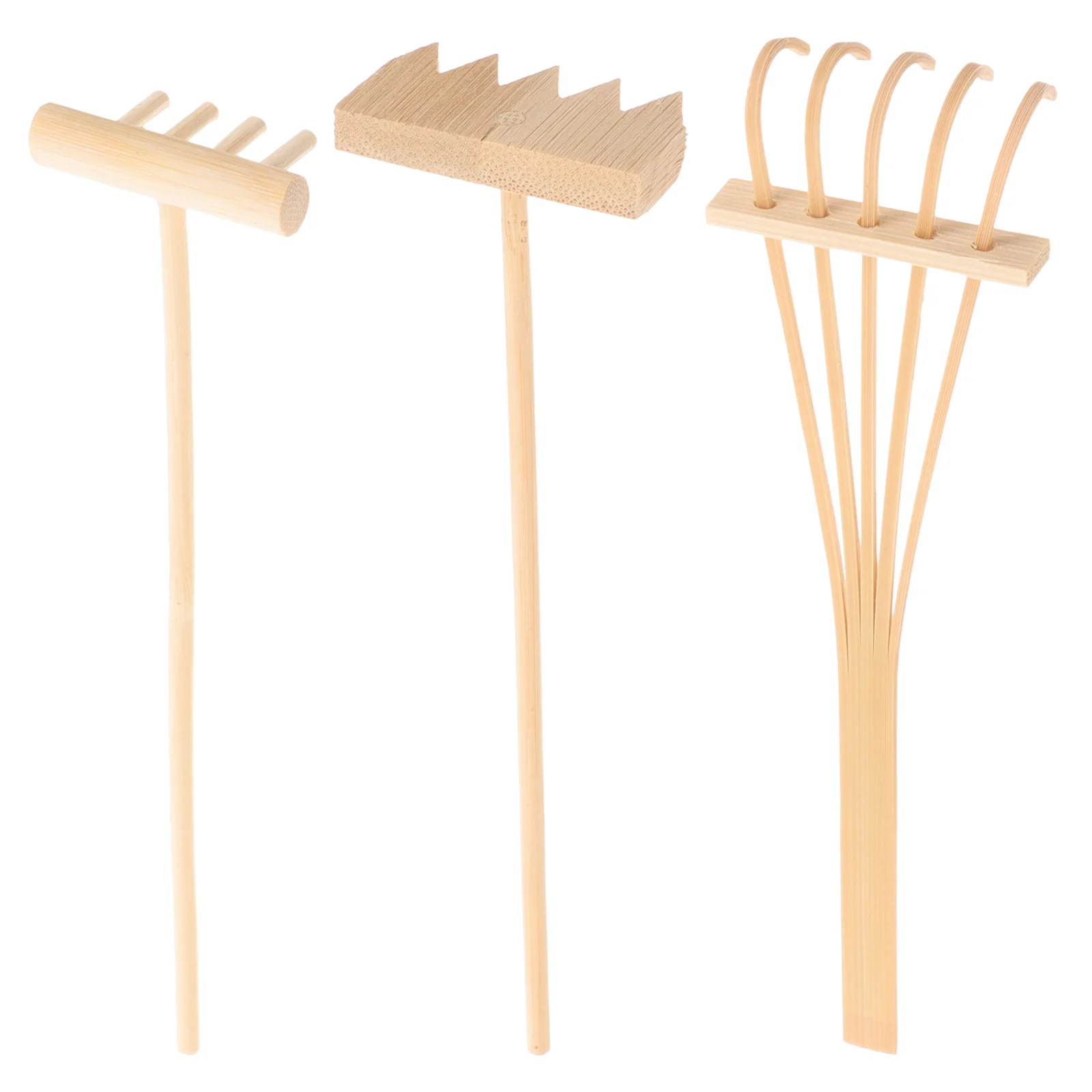 3 pcs Mini Rakes For Zen Garden Sand Bamboo Desktop Meditation Decor Home Office Feng Shui Gift Tabletop Rake Kit