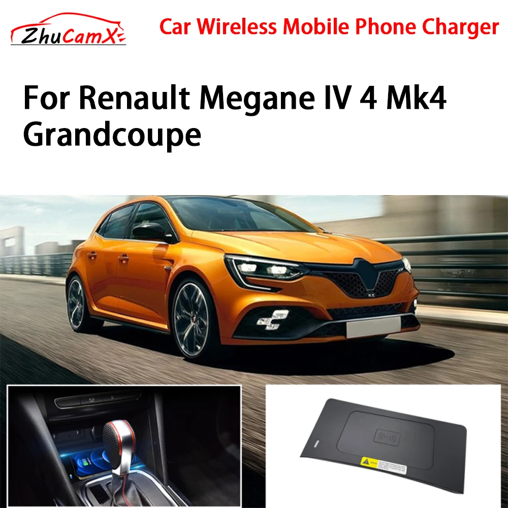 

Car Wireless Mobile Phone Charger Center Console Storage QI 18W iPhone fast charge for Renault Megane IV 4 Mk4 Grandcoupe