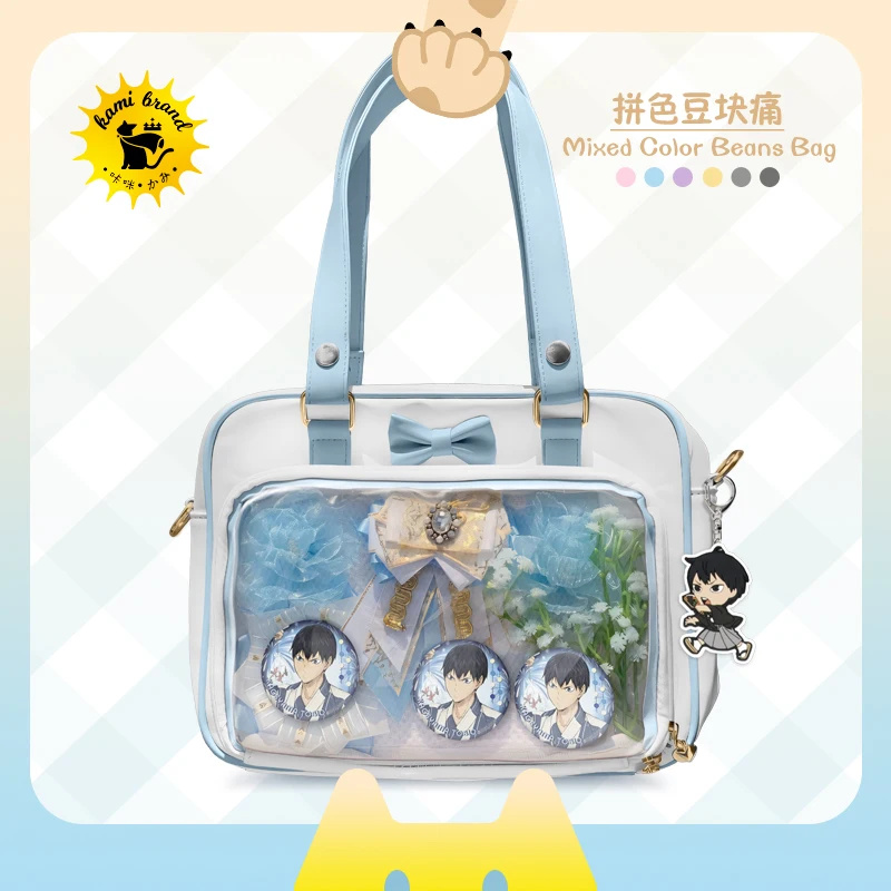 Japanese Lolita Sweet Girl Itabag Women Canvas Handbag Transparent Side High-capacity Simple Women Underarm Shoulder Bag Ita Bag