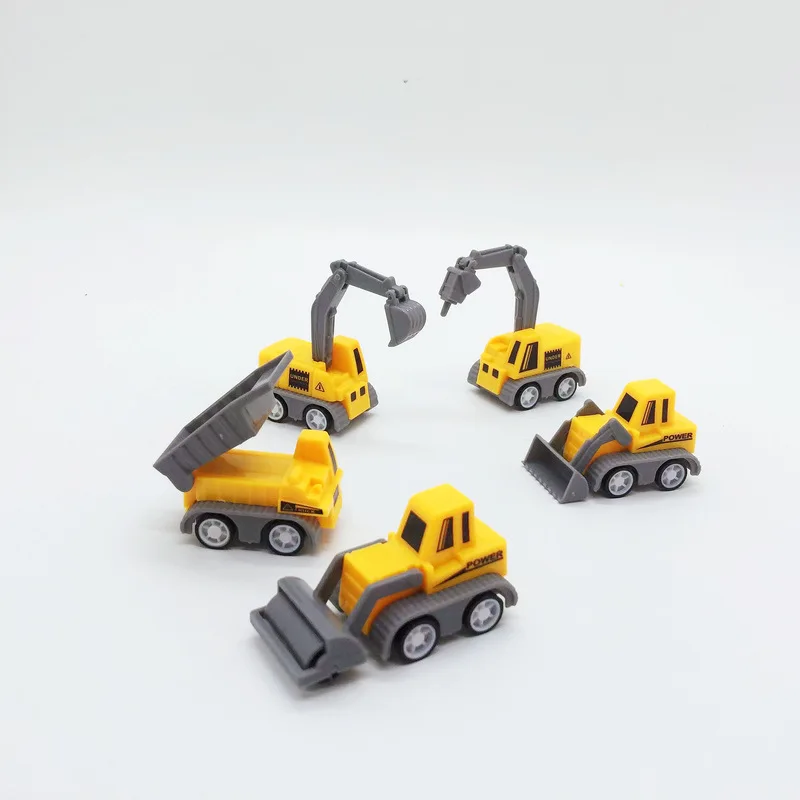 

Five Sets of Mini Engineering Vehicles Excavators Mixers Road Rollers Drilling Machines and Forklifts