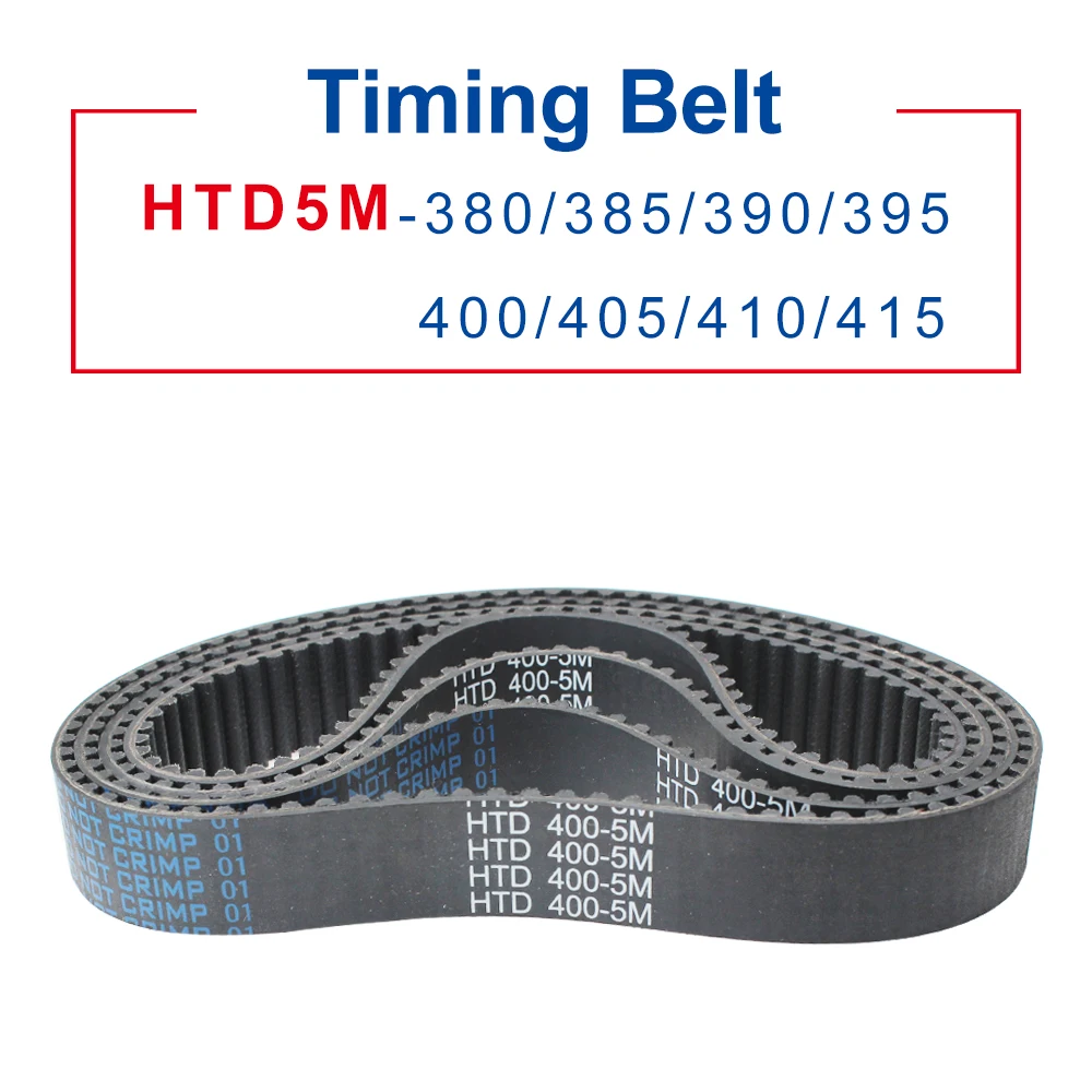 

Timing Belt HTD5M Length-380/385/390/395/400/405/410/415mm Circle-arc Teeth Rubber Belt Width 15/20/25/30mm For 5M Timing Pulley