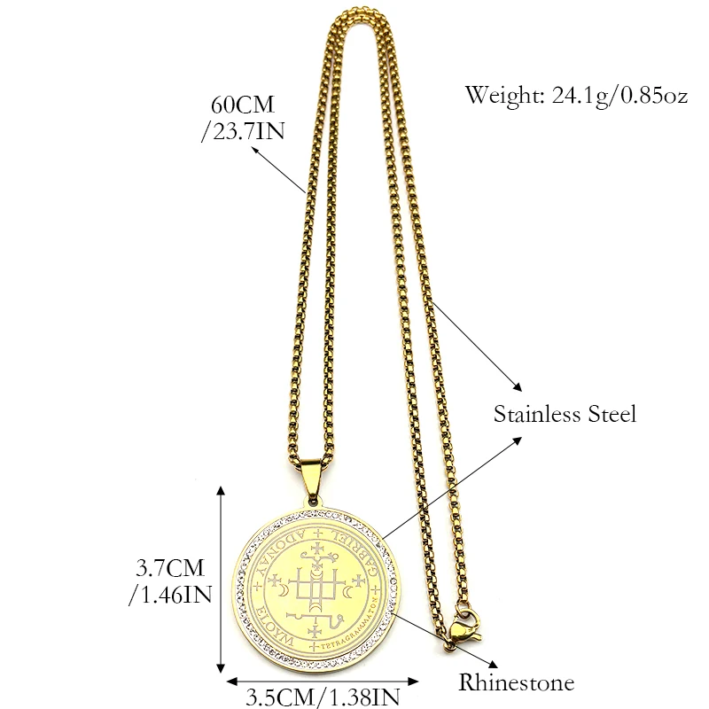 Sieben Erzengel GABRIEL Siegel Solomon Amulett Siegel von Angelic Halskette Edelstahl Gold Farbe Strass Kette Schmuck Geschenk – Detail 3