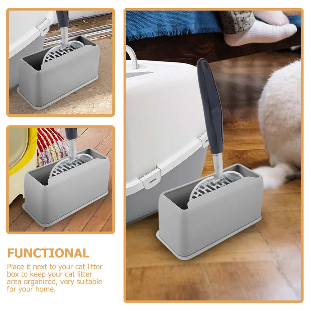 Cat Litter Scoop Holder Universal Cat Litter Scooper Stand Durable Storage Container Bathroom Trash Can Cleaning Storage Grey