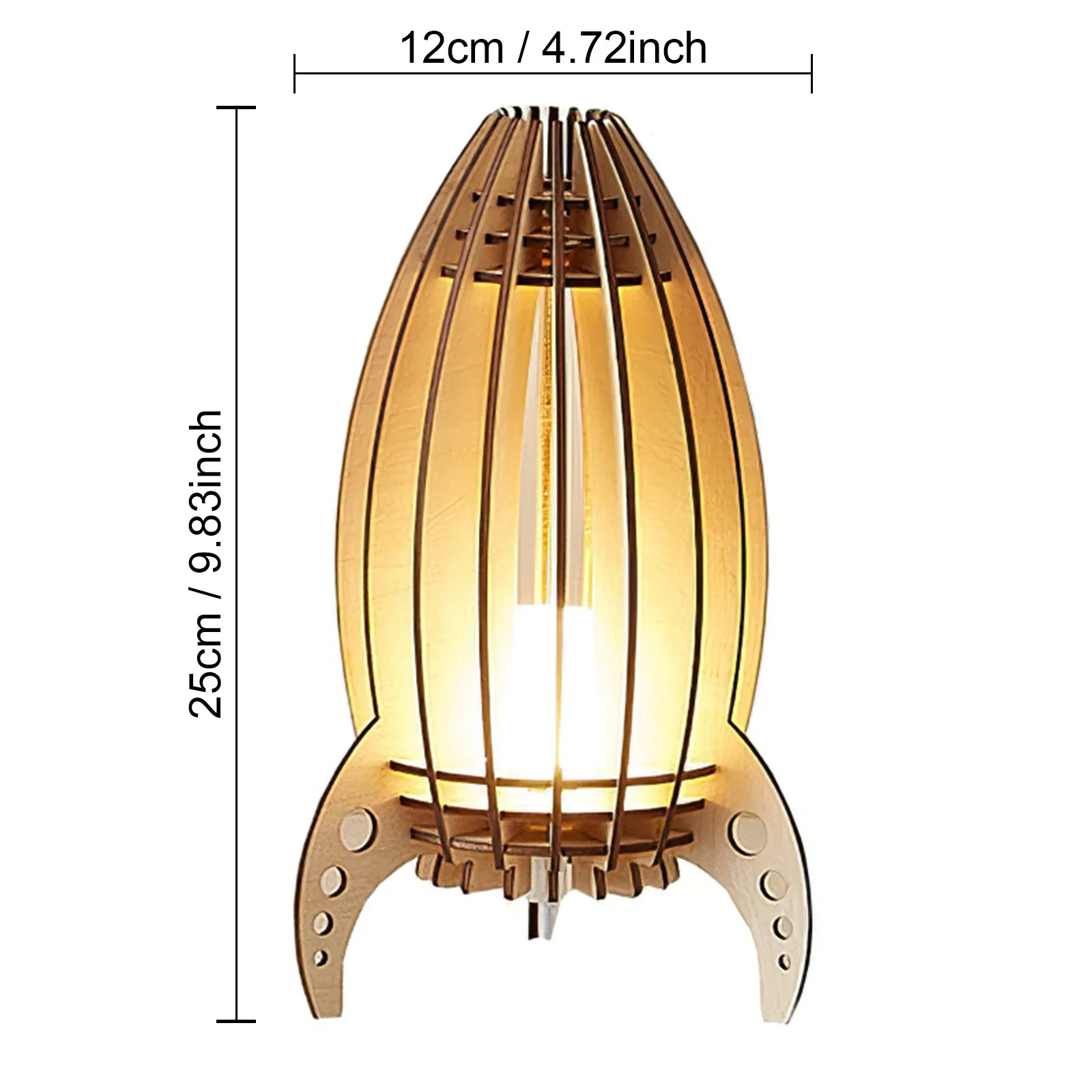 Lampu Roket Ruang Led Kayu Buatan Tangan Lampu Malam Roket Ukir Kayu Lampu Meja Desktop Dekoratif Hadiah Anak-anak