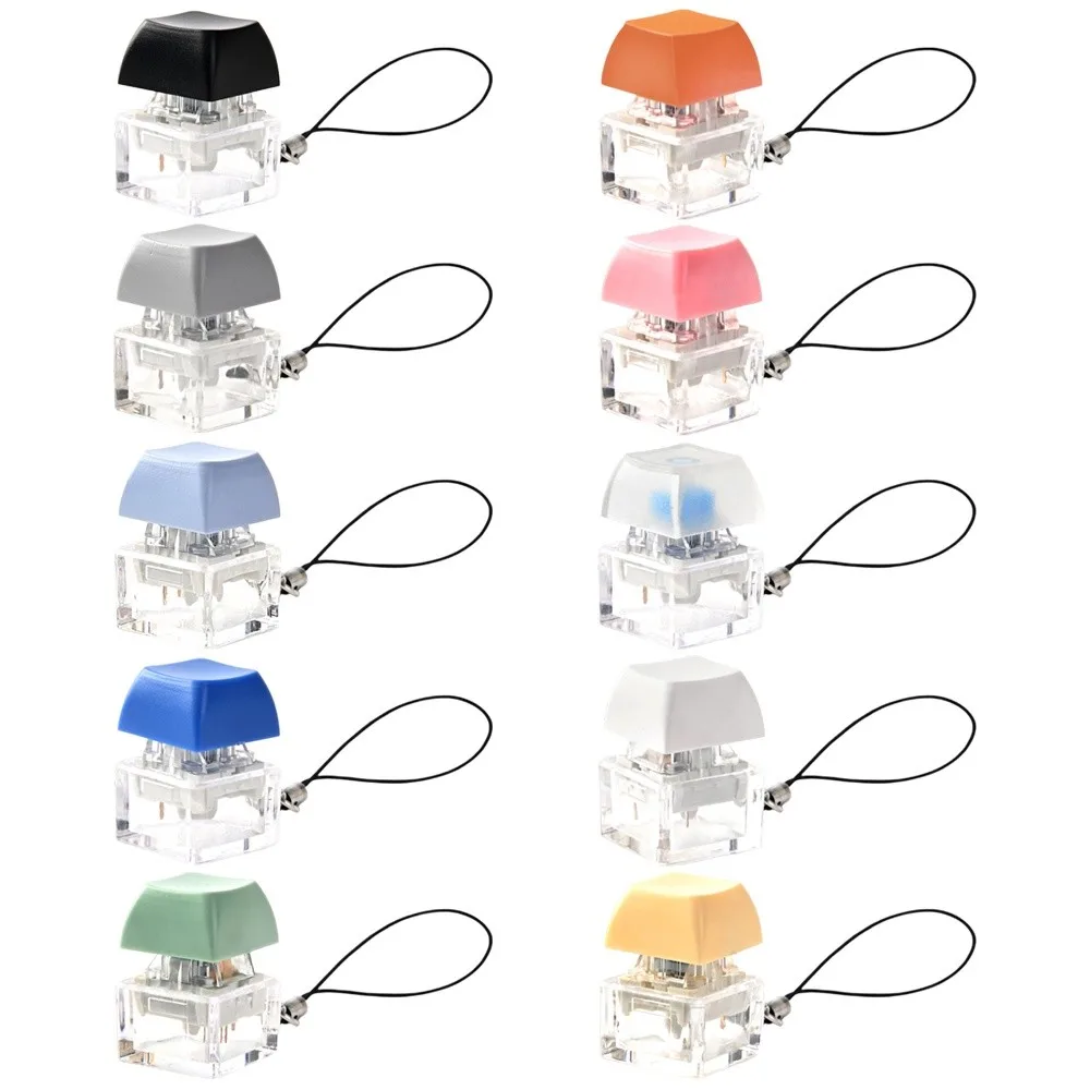 Relaxing DIY Keyboard Fidget Keychain No Lights Keycap Finger Keyboard Caps Pass The Time Keys Button Clicker Toy