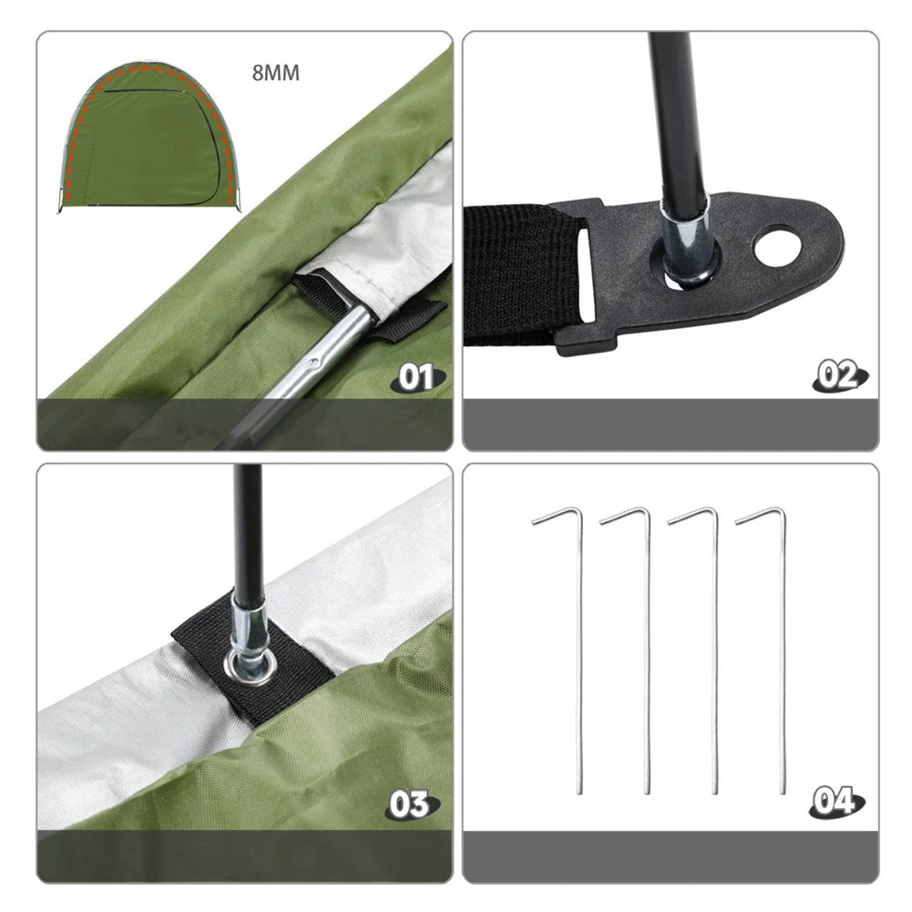 Outdoor Bike Storage Tent Foldable Outdoor Storage Tools Silver Coated 210D Oxford Cloth Waterproof  For 1-2 Bicycles