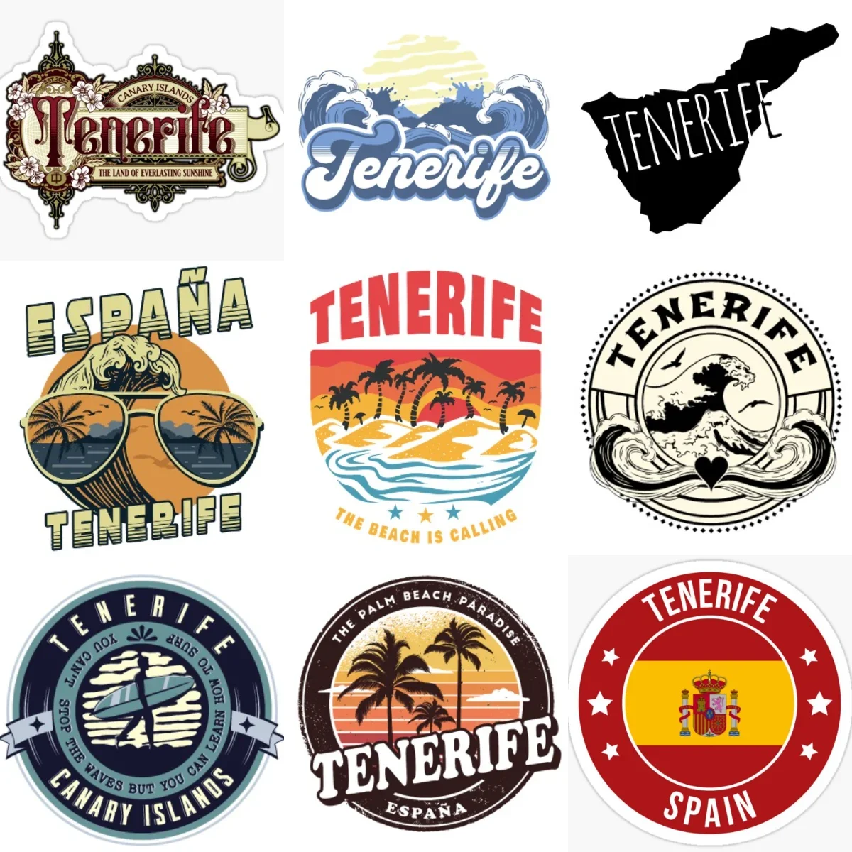 

Spain Tenerife Map Emblem Creative PVC Stickers for Car Bicycle Helmet Wall Window Fridge Table Decoration Accessories