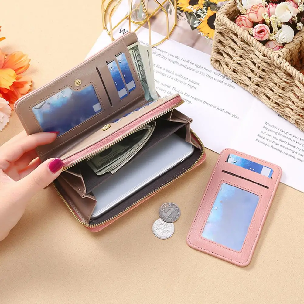 Women Wallet Coin Purse Zipper Hasp High Capacity Pocket Storage Delicate Sewing Long Fold Female Clutch Bag carteras para mujer