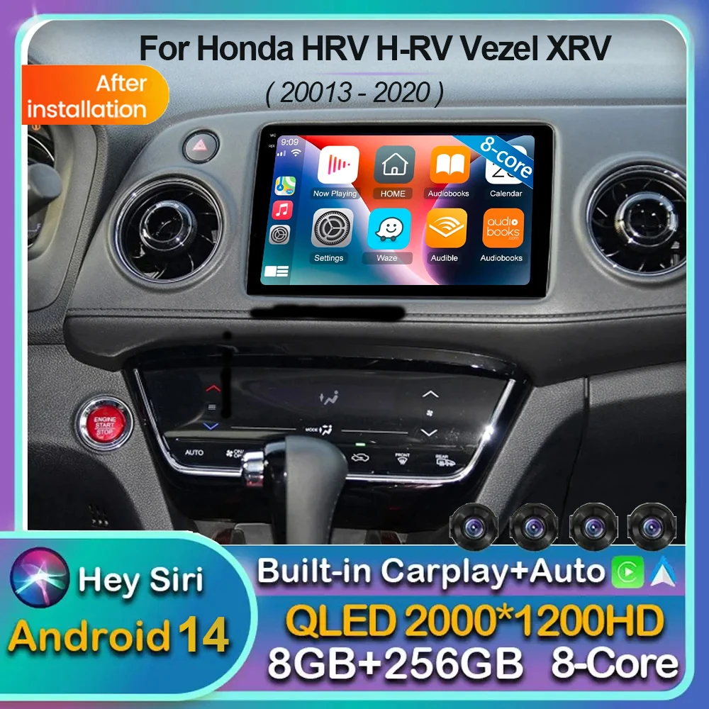 Carplay Auto For Honda Vezel HR V HRV XRV 2015 2016 2017 2018 2019 2020 Android 14 Multimedia Stereo Player GPS Navigation Wifi