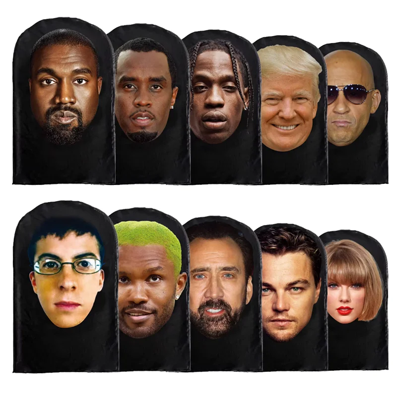 Cosplay 3D Printed Kanye Mask Stretch Mesh Full Face Mask Men and Women Role Play Headdress Hip Hop Fashion Balaclava Headdress