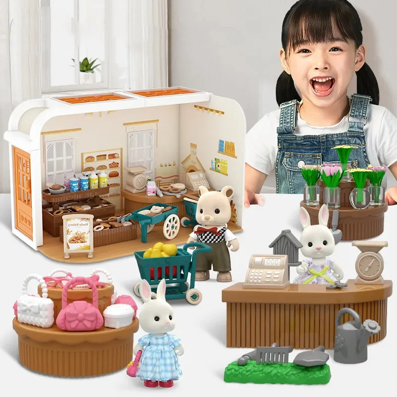 

Bunny Animal DIY Scene Miniature Furniture 1/12 Sunshine Cabin Kitchen Supermarket Dollhouse Bedroom For Girl Birthday Gift