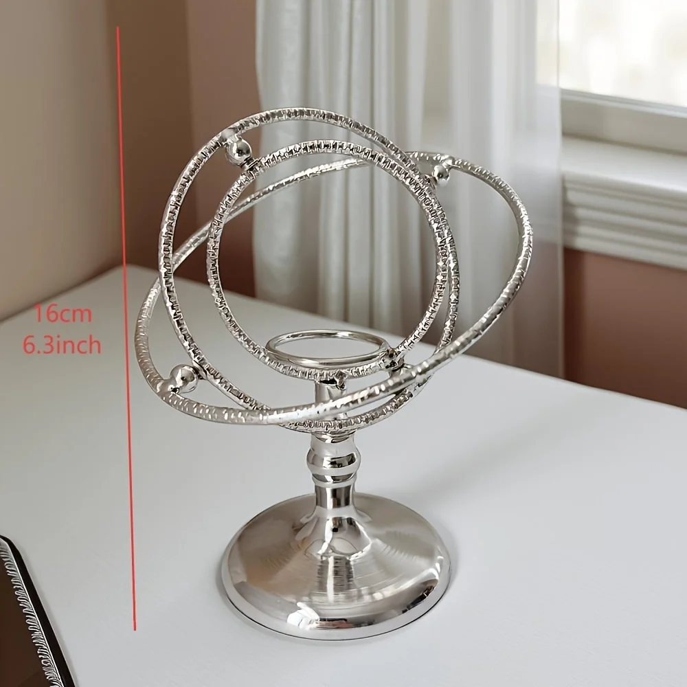 1pc Creative metal starry globe universe heart crystal ball rotating base ball holder desk decoration ornaments, home display