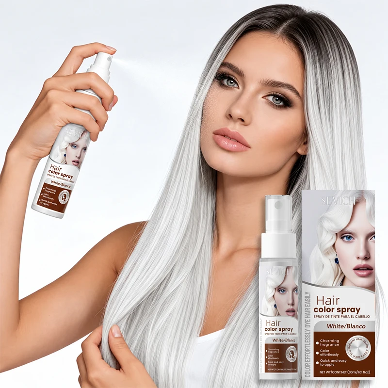 Halloween White Hair Color Spray 30ml Temporary Washable Hair Dye Spray for Cosplay Party Festival Makeup Styling