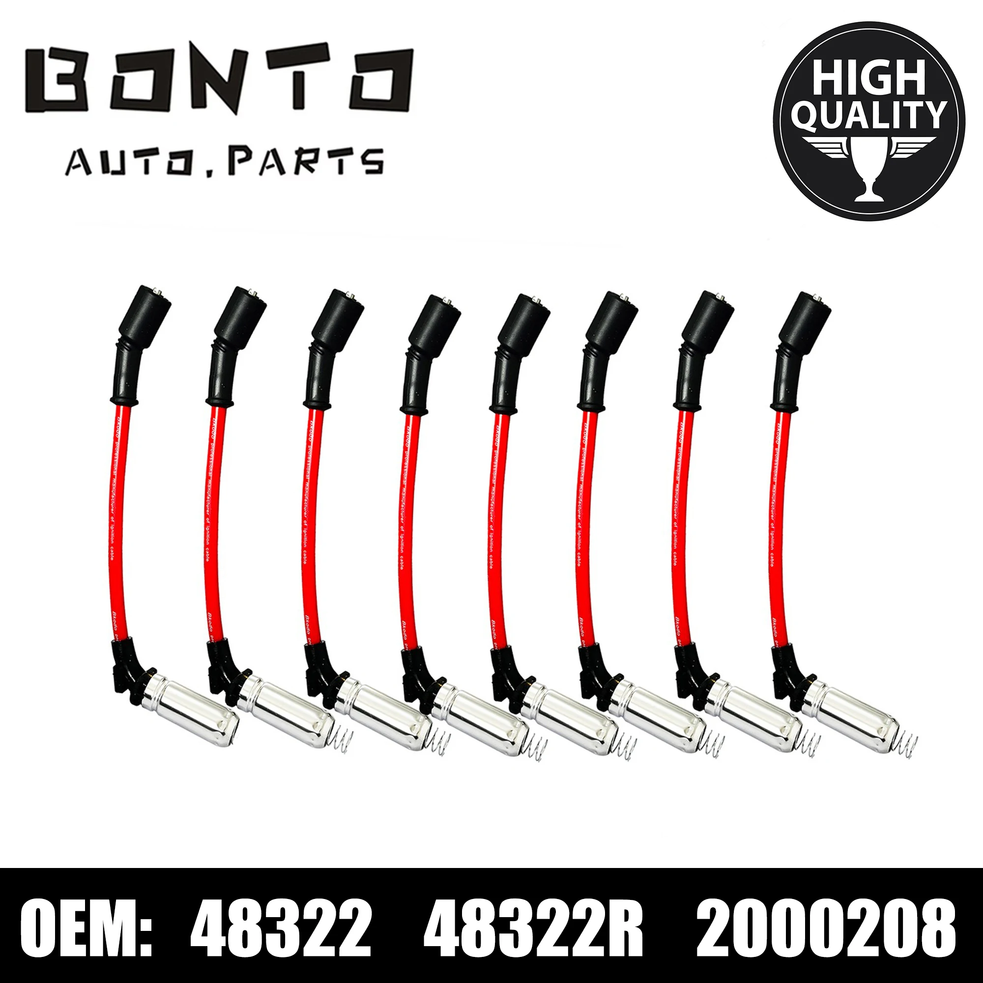 BONTO 10.2mm Spark Plug Ignition Wire Cable For 2000-2009 CHEVY GMC Cadillac V8 Replace 48322R  2000208  M8-48322