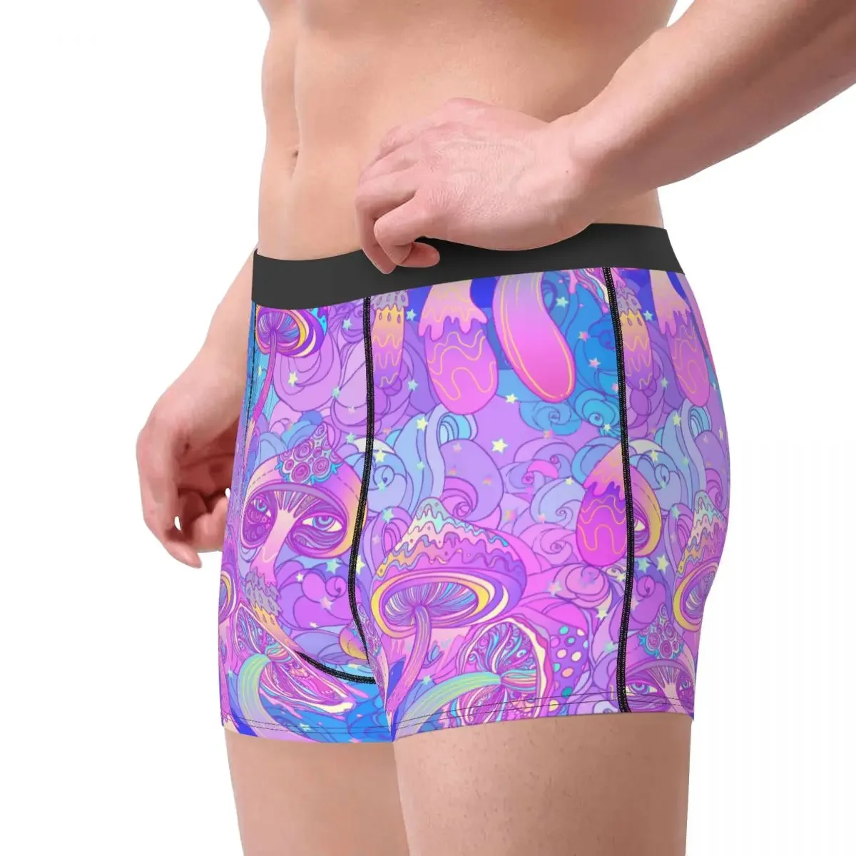 Men Mushrooms Boxer Shorts Panties Breathable Underwear Psychedelic Magic Hippie Homme Sexy Underpants