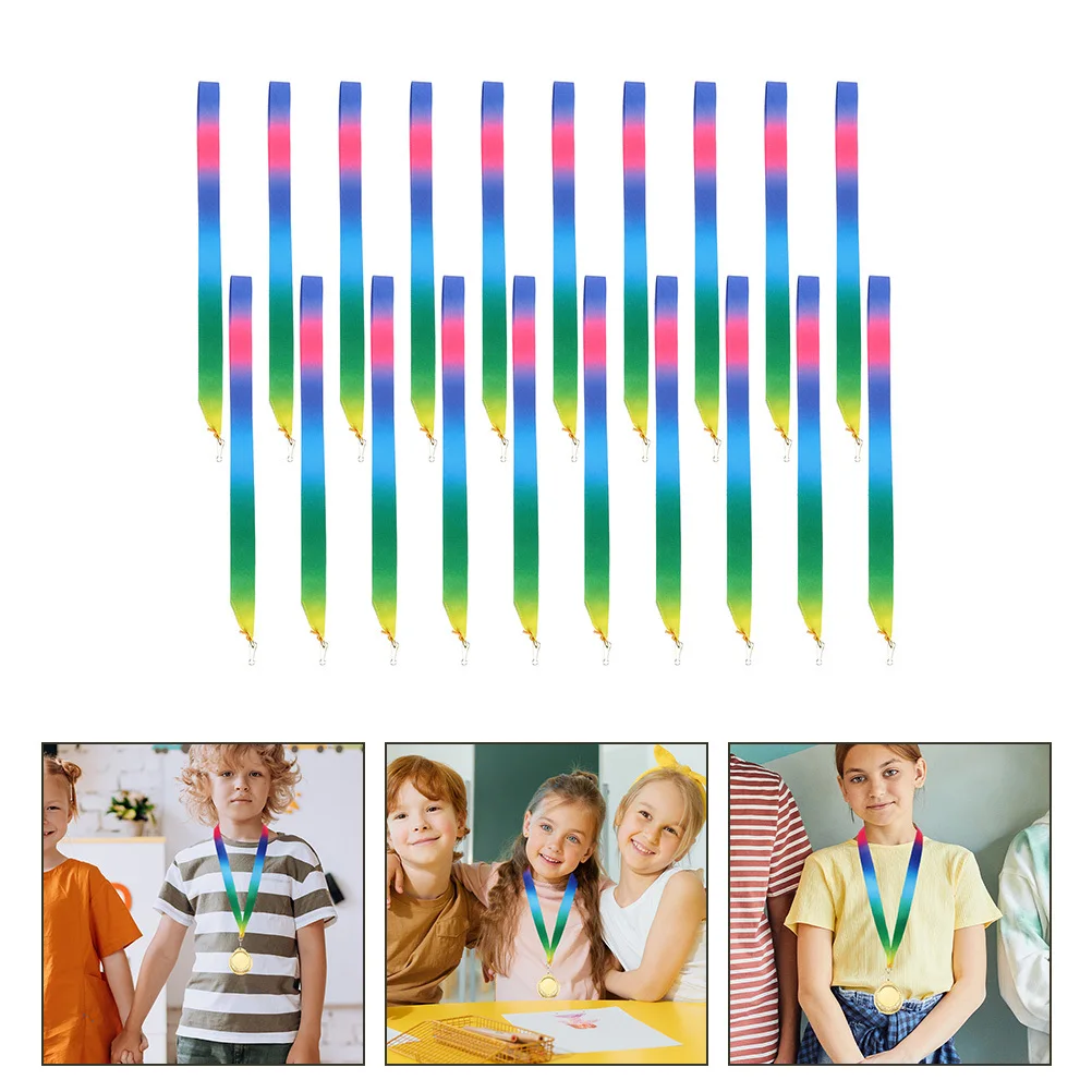 Rubans de cou de médaille, 20 pièces, conception délicate, Clip sécurisé pour réunion sportive, compétition, jeux de fête, courses relais, rubans de récompense