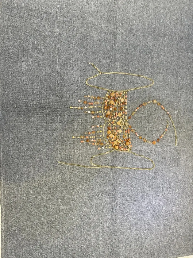 レディース クリスタルビーズストーン アジャスタブル ホルターネックレス セクシー ショートパールタッセル ブレストチェーン キャミソールトップ ステートメントジュエリー