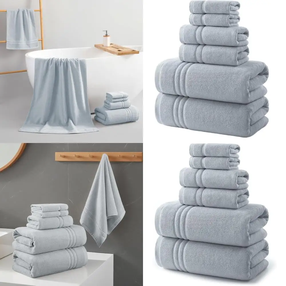 

Набор роскошных банных полотенец из 100% хлопка - 600 GSM, 6 предметов, серый цвет, 2 банных полотенца, 2 полотенца для рук, 2 салфетки для лица, высокая впитываемость