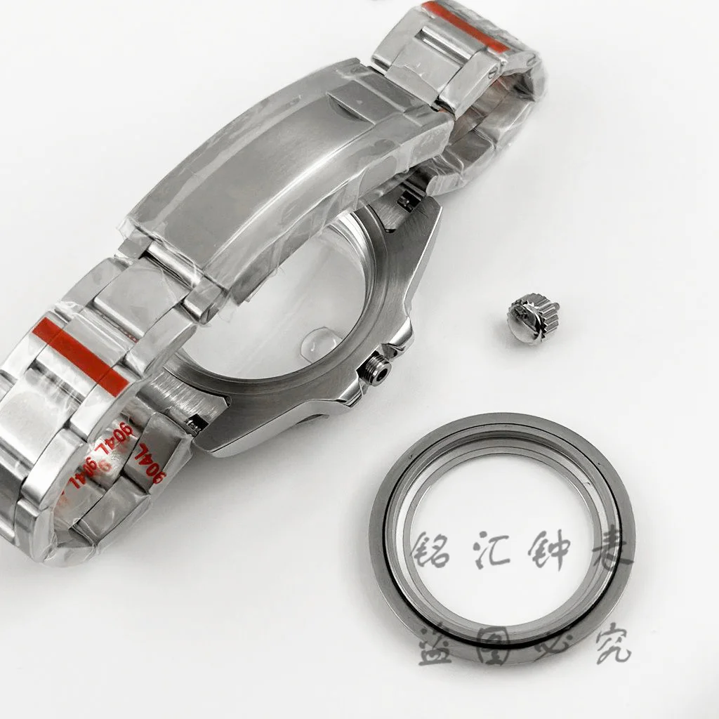 40MM Brushed Center Strap Sapphire Crystal Watch Case Glide Lock Clasp Fit NH34 NH35 NH36 NH38 ETA2824 Movement 120Click Bezel