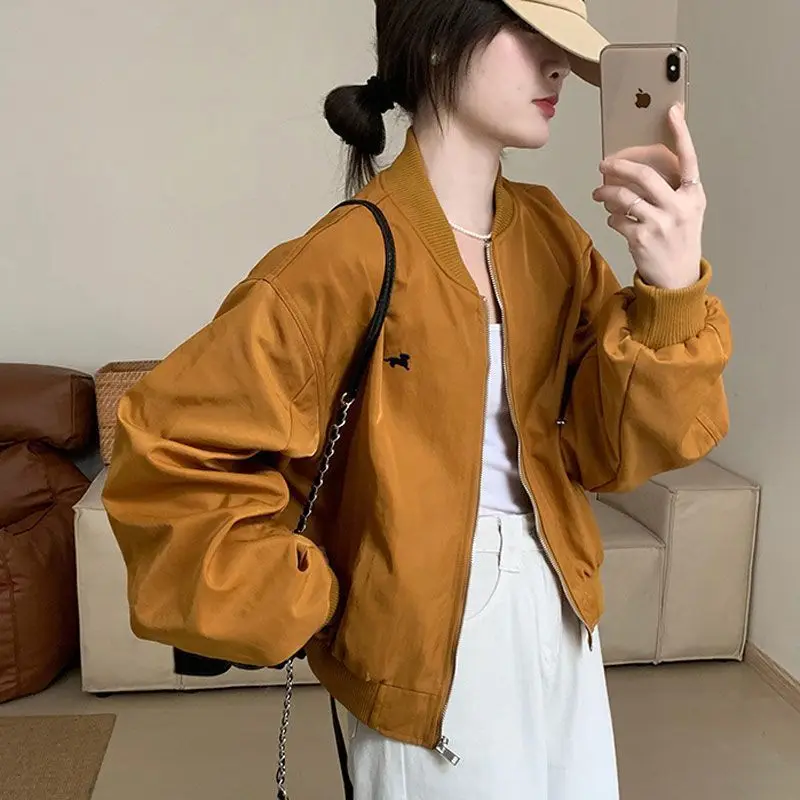 Fashionable loose and lazy spring baseball jersey 2024 new  thin top regular jacket long sleeved women