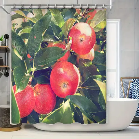 욕실을 위한 다채로운 사과 샤워 커튼 장식 인쇄 집 부엌이나 침실에 쉬운 설치