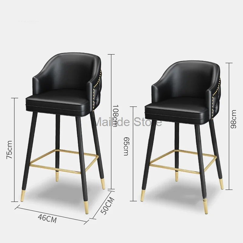 Modern Simple Bar Chairs Home High Stool Retro Bar Furniture Soft Cushion Backrest Bar Chair Cafe Front Desk Solid Wood Armchair