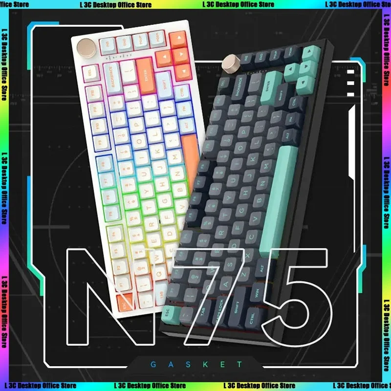 

Vgn N75 The Third Mock Examination Wireless Mechanical Keyboard 75% Gasket Rgb Hot Plug Custom Game Keyboard With Knob