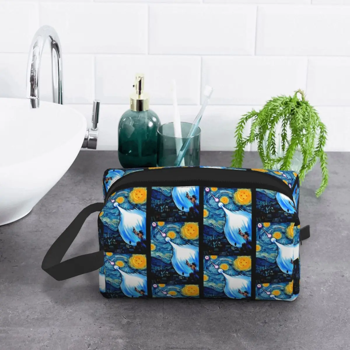 Goku Vs Vegeta Drag On Ball Z Starry Night حقيبة مستحضرات تجميل منظم مستحضرات التجميل تخزين Dopp عدة أدوات الزينة حقيبة مستحضرات التجميل مقلمة