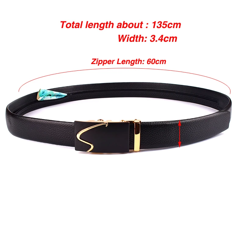 Genuine Leather Cash Anti Theft Belt Waist Bag Automatic Buckle Hidden Money Strap Belt Wallet Waist Pack Men Secret Hiding Belt