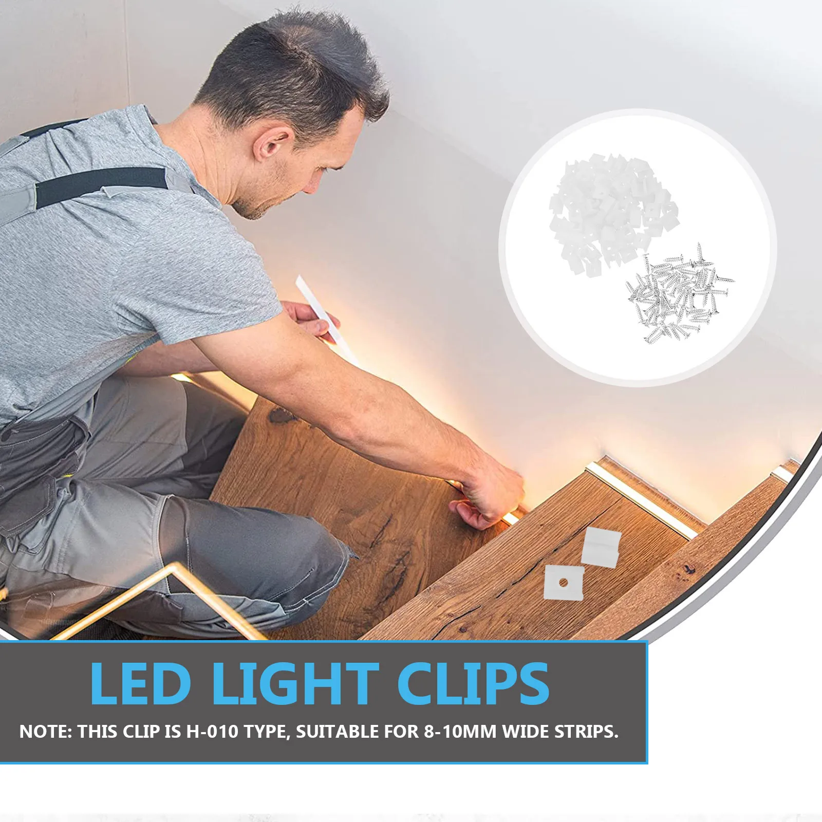 

100Pcs LED Light Strips Clamp Plastic Fixing Clips for Mounting LED Strip Lights Fasteners Tape Lights Clips Secure