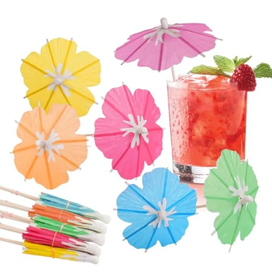 

Drink Umbrellas - 100 Count Mini Paper Umbrellas for Cocktail, Floral Umbrella Toothpicks, Decorative Fancy Cocktail Picks, Lua