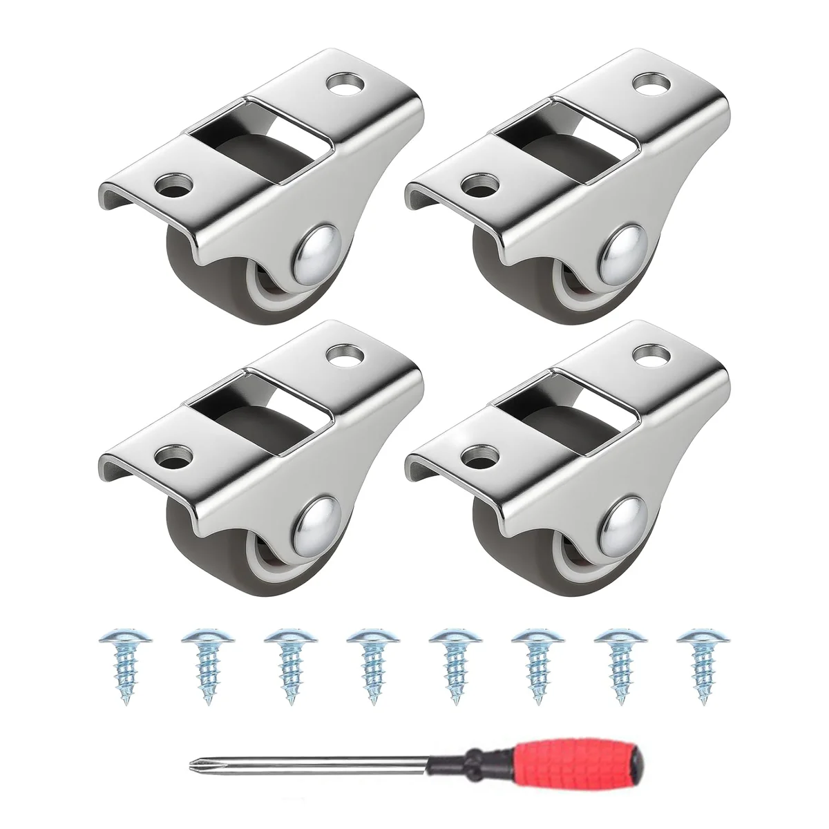 1/1.5/2inch Mini TPR Rubber Directional Caster Wheel Non Swivel Low Profile Fixed Caster for Small Equipment Furniture Trolley