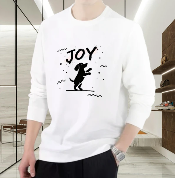 

T shirt for men autumn Harajuku Daily Anime Long sleeves Graphic tee Joy Dog 90s vintage clothes Football Printed t shirt Gothic