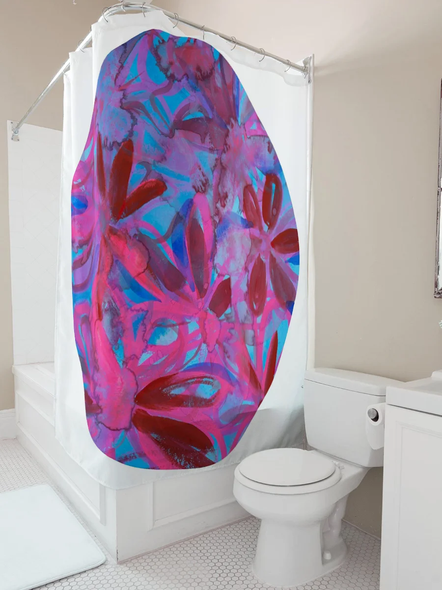 

Colorful Abstract Floral Print Shower Curtain for Bathroom Decor