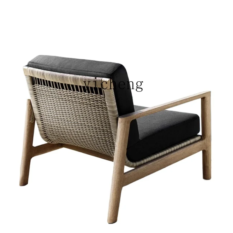 

ZF Outdoor Sofa Courtyard Villa Teak Rattan Furniture Hotel Outdoor Terrace