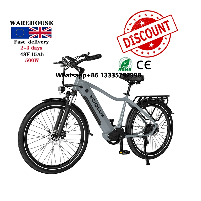 

KOOLUX X3 48V 500W 15Ah 26*1.95Inch E-bike Max 25km/h EU UK Warehouse Stock Customized Logos City Road Mountain E- Bike