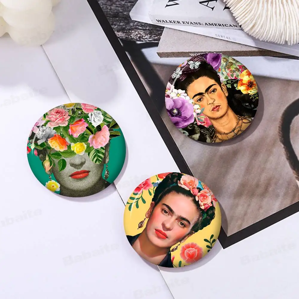 F-Frida K-Kahlo 58mm Cute Anime Figure Icon Badge Handmade Tinplate Brooch for Backpack Clothes Chest