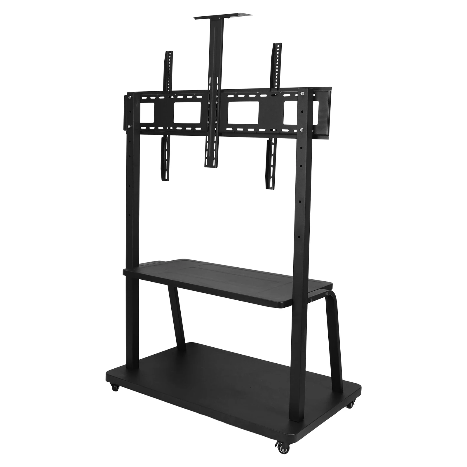 

Swivel TV Shelf with Wheels & Laptop Shelf for 50-120 Inch Screen Floor Display Stand Max Load Up To 660-Pound Height Adjustable