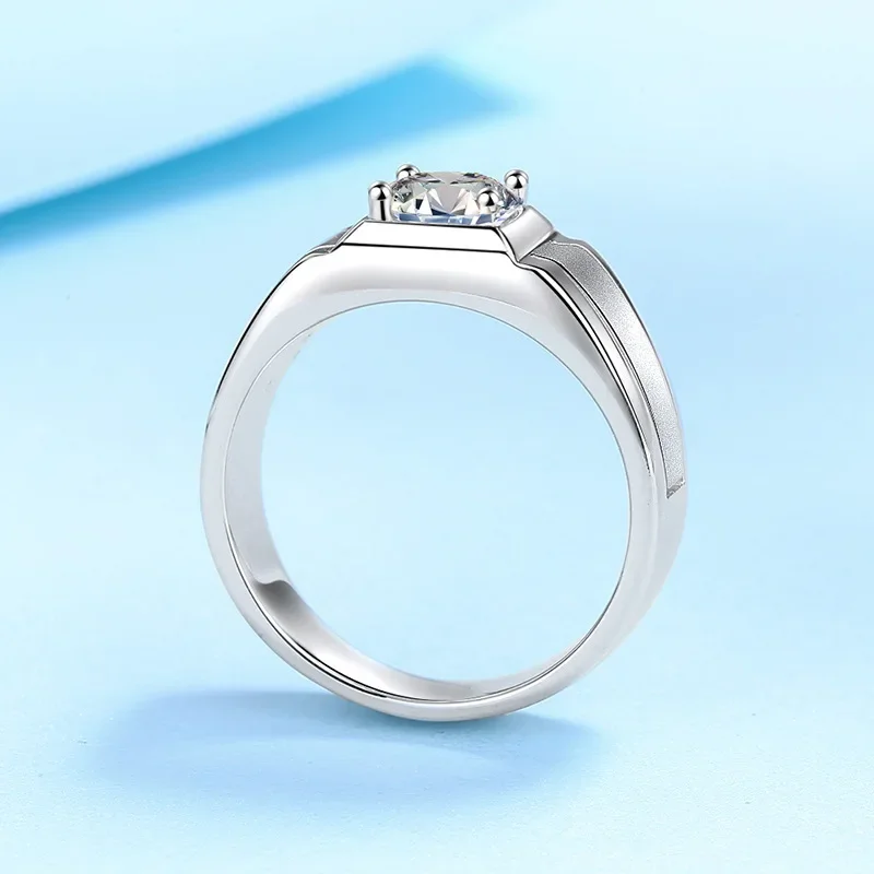 Moissanite anel de desenho de fio de diamante masculino PT950 platina, atmosfera simples 0,5 quilate, 1 quilate, vvs1, dcolor, presente de luxo agradável para namorado