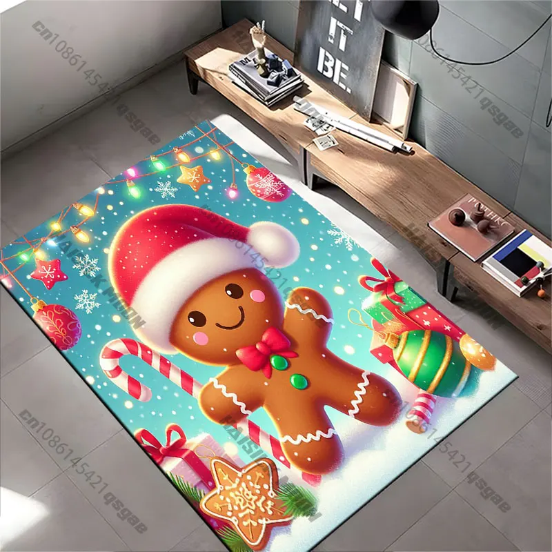 Festive gingerbread holiday celebration carpet Yoga living room room decor children's crawling mat doormat area rug