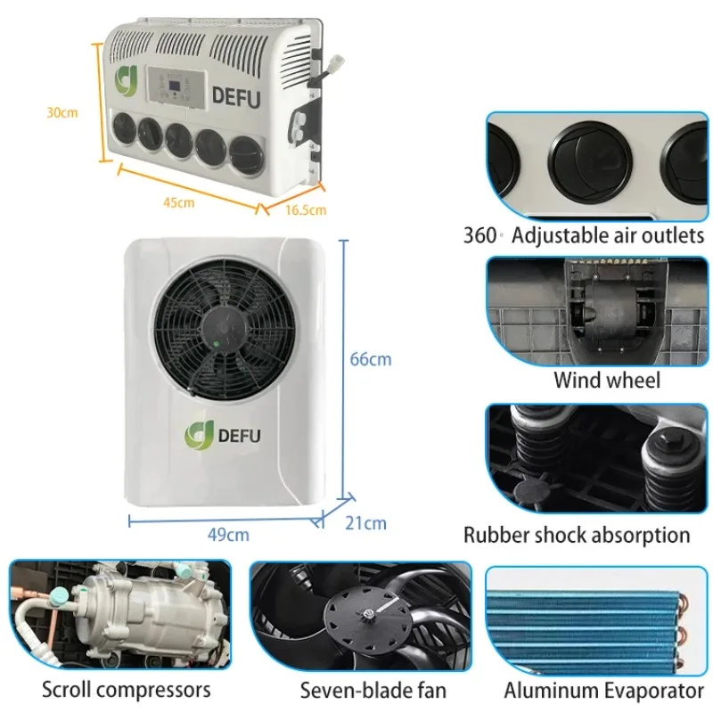 سبليت برودة فان الكهربائية 12 فولت المقصورة التبريد APU 24 فولت شاحنة وقوف السيارات 12 فولت مكيف الهواء لمقصورة الشاحنات