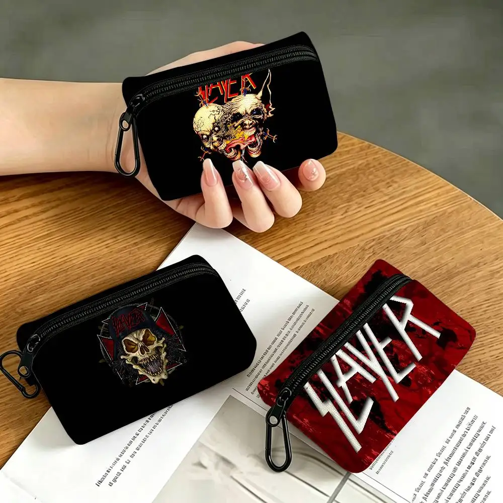 Heavy Metal Band Slayer Multifunctional Oxford Cloth Small Pouch With Hook Mini Coin Wallet Earbud Storage Bag