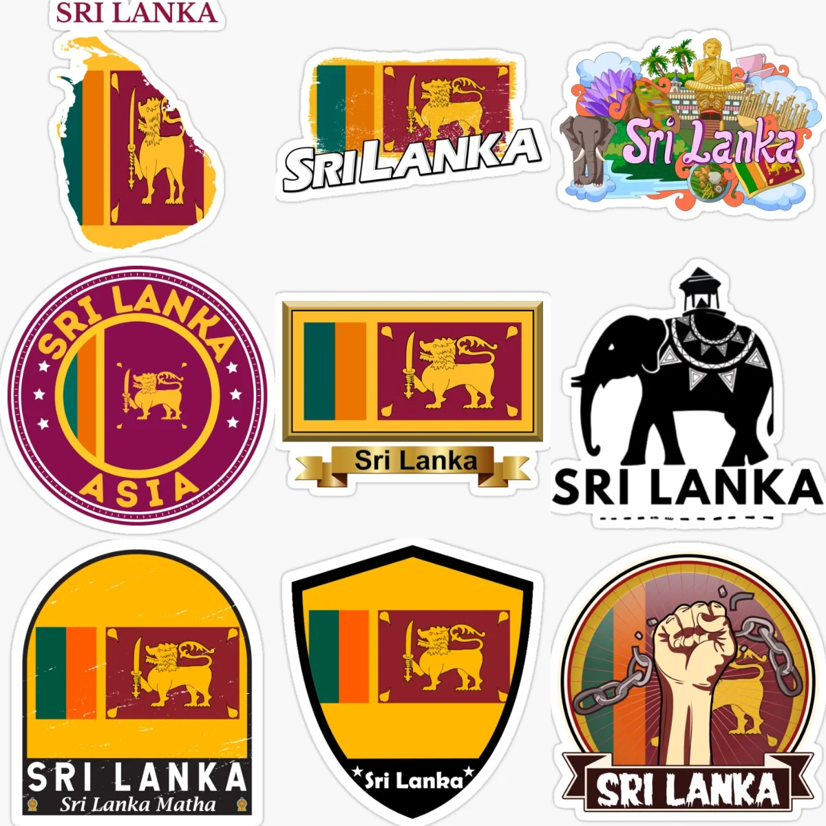 

Sri Lanka Flag Map Emblem Creative PVC Car Stickers for Car Van Bicycle Motorcycle Helmet Window Wall Decoration Accessorie