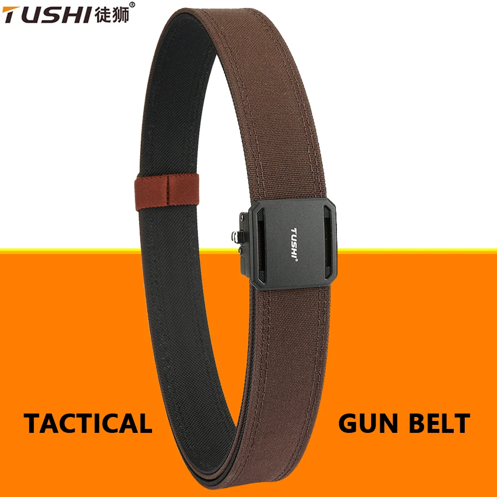 

TUSHI New Military Belts Automatic Hard Tactical Belt of Men EDC Male Metal Designer High Quality Waist Gun Belt IPSC Waistband