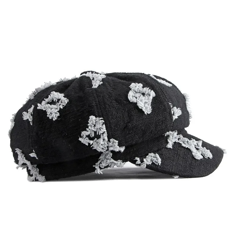 2025 Spring Autumn Polyester Flower Warm Octagonal Cap Beret Cap Newsboy Cap Hat For Girl and Women 02