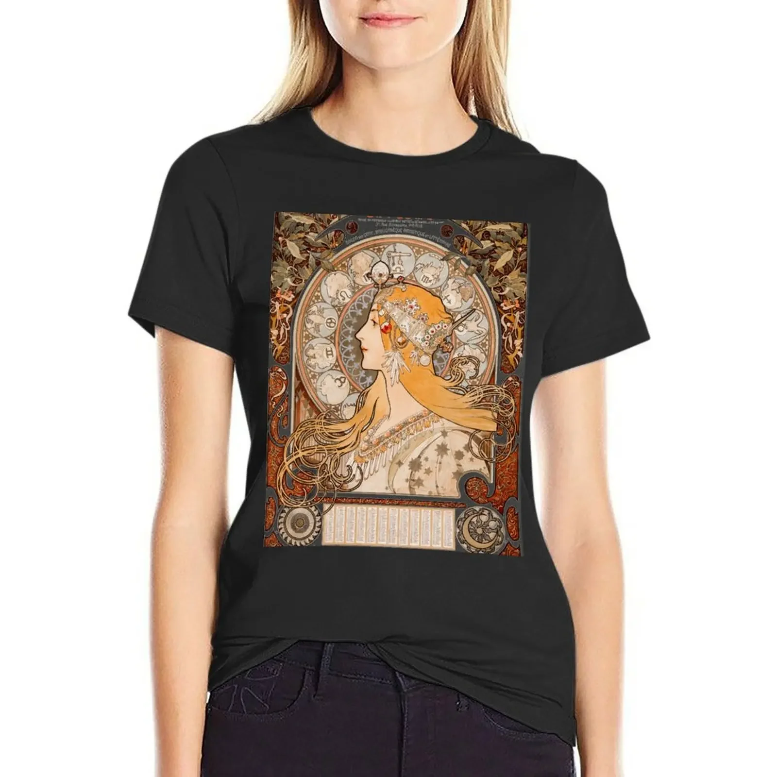 Alphonse Maria Mucha T-shirt hippie clothes aesthetic clothes Woman clothes